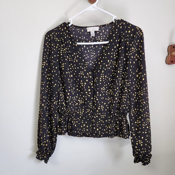 Black/yellow polka dot blouse - Picture 1 of 2